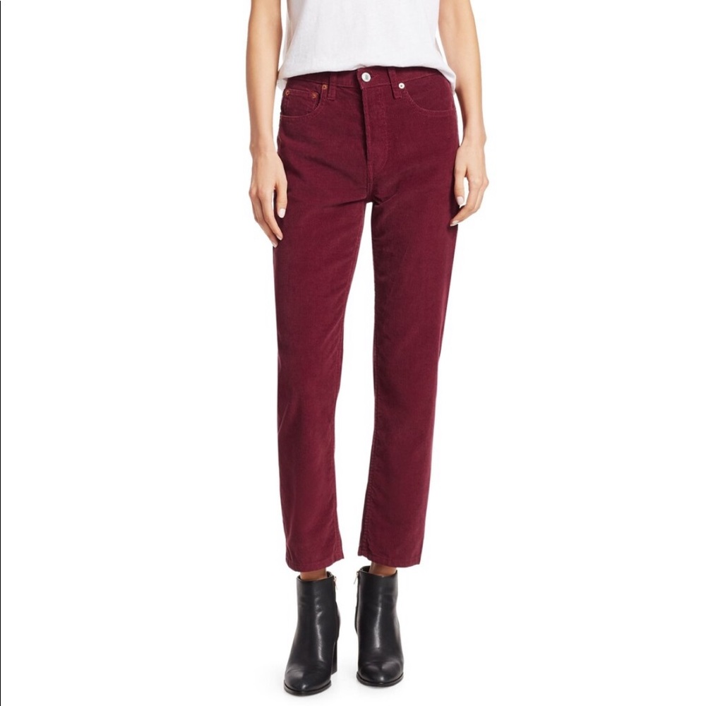 Re/Done High Rise Stovepipe Corduroy Jeans